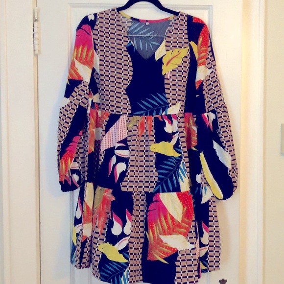 Amoretu Women Summer Tunic Dress V Neck Casual Loose Flowy Swing Shift - Picture 4 of 5